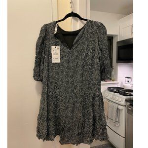 Black & White Polka Dot Long Sleeved Mini Dress